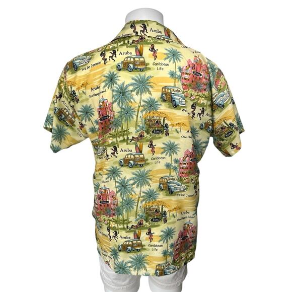 Rima Men's Multicolor Hawaiian Graphic Short Sleeve Button Down Shirt Top Size L - Picture 2 of 4